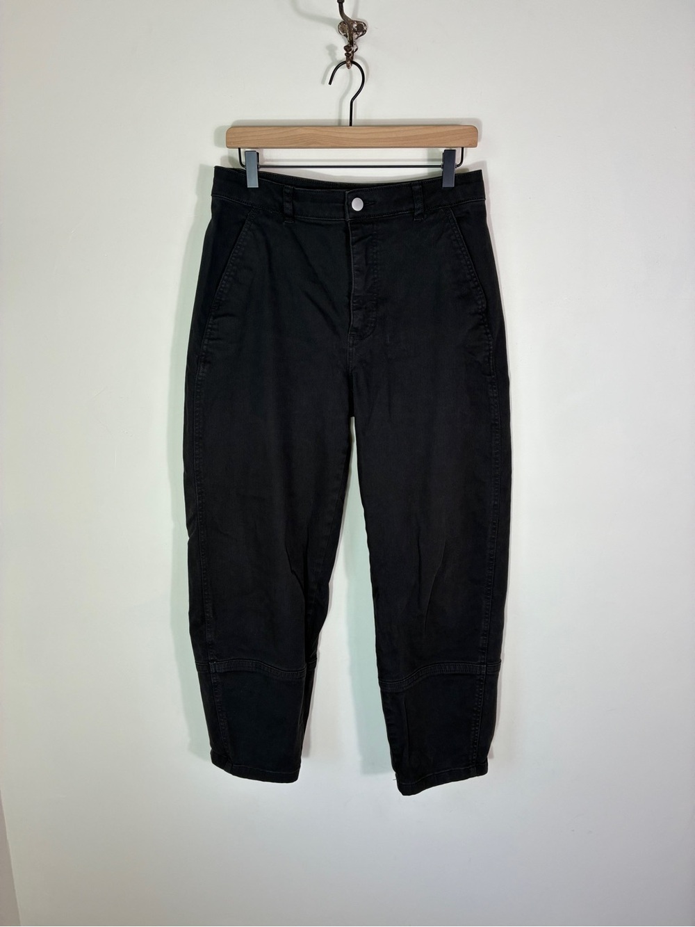 Everlane Black High Rise Utility Barrel Leg Denim Jeans Size 10 TALL